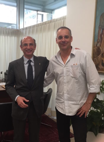 Before the shooting, with Dottore Amedeo Manzo, Presidente di BCC di Napoli.